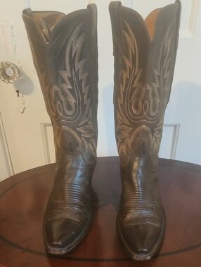 Womens Lucchese Brown Goat Leather Western Cowboy Boots